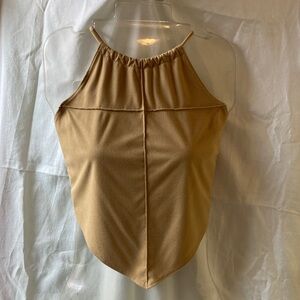 Faux Camel Suede Diamond Halter Top